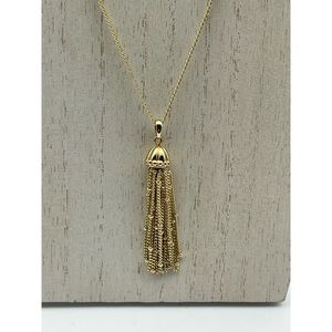 Gold Tassel Pendant Necklace Chain Boho Gift NWT